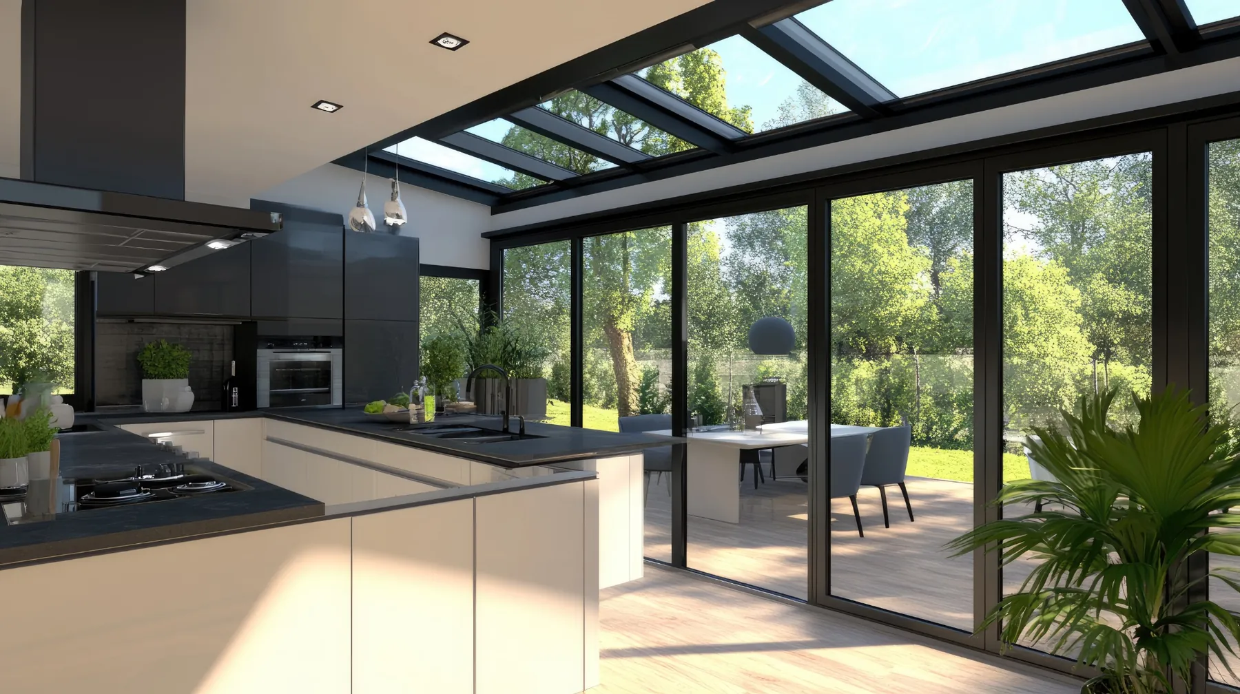 Glass roof house extension in London